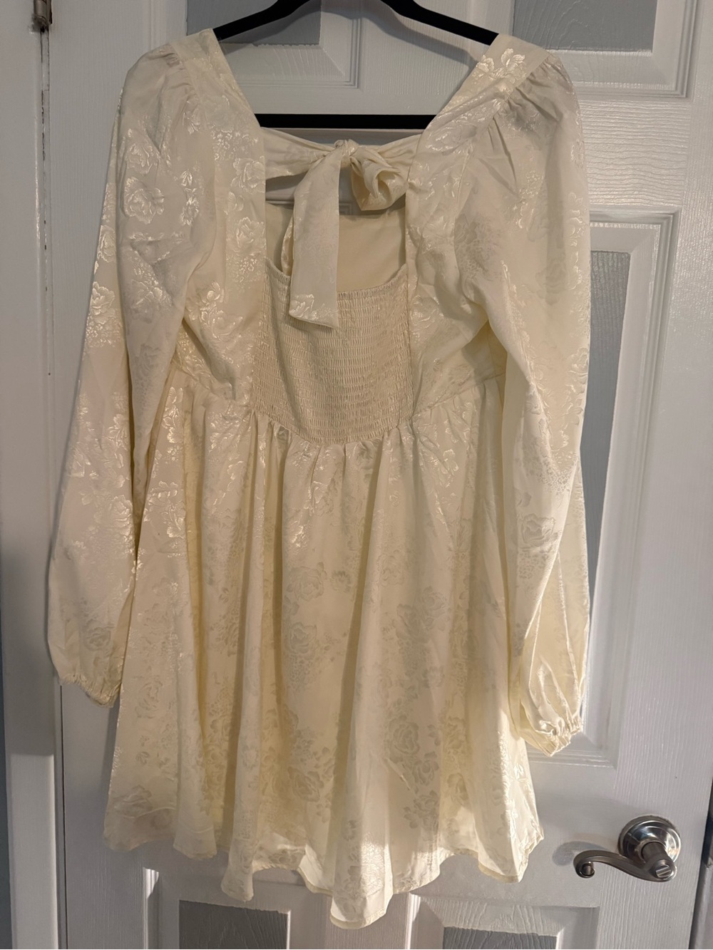 Altar’d State Ivory Floral Jacquard Embossed Mini Dress - Picture 3 of 4